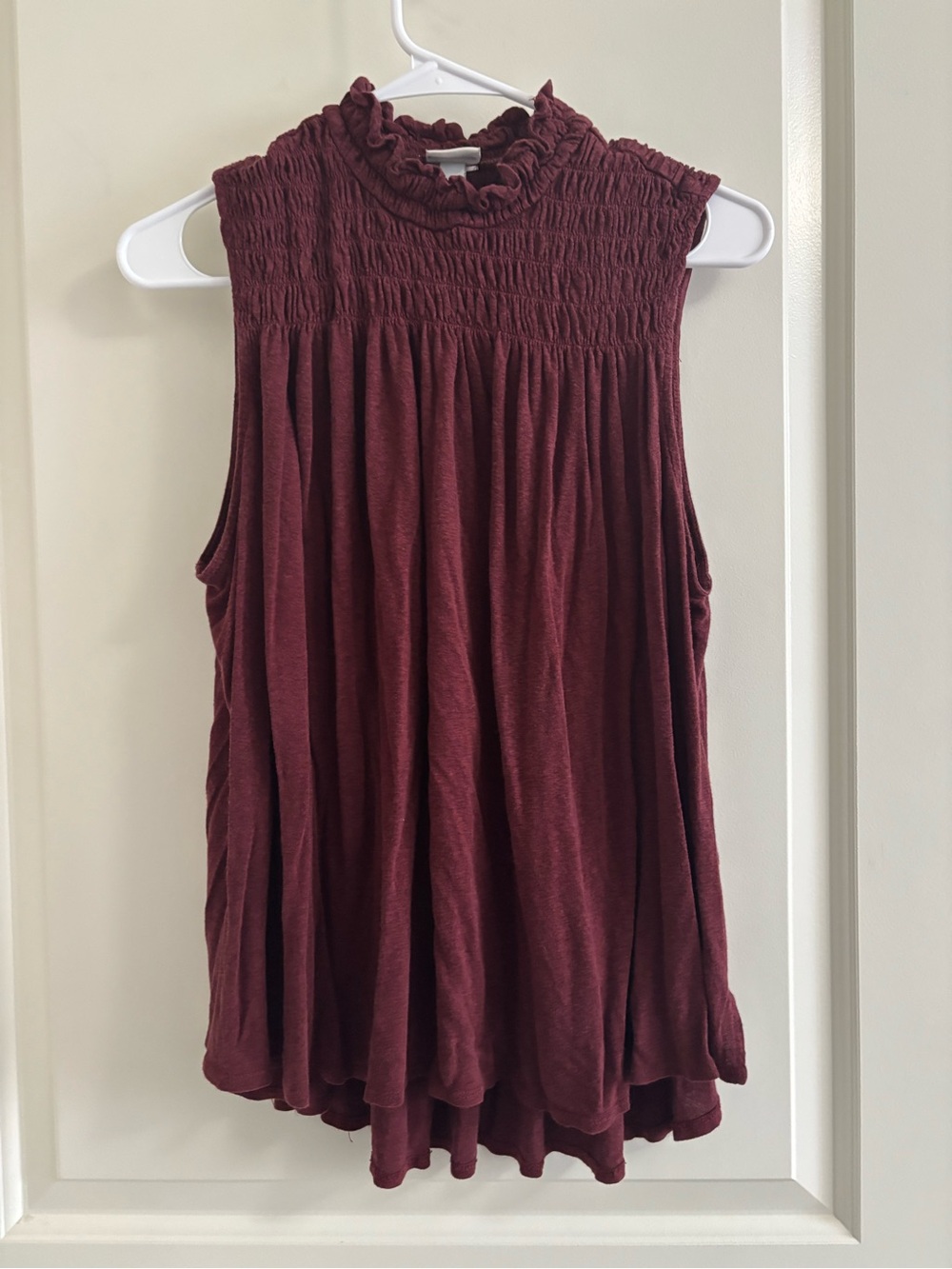 a new day Burgundy Smocked High-Neck Sleeveless top